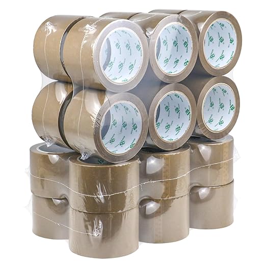 BOMEI PACK Brown Packing Tape 3 inch, 24 Refills Rolls Bulk Wide Packaging Tape for Moving, Shipping and Storage, 2.4 Mil x 60 Yards