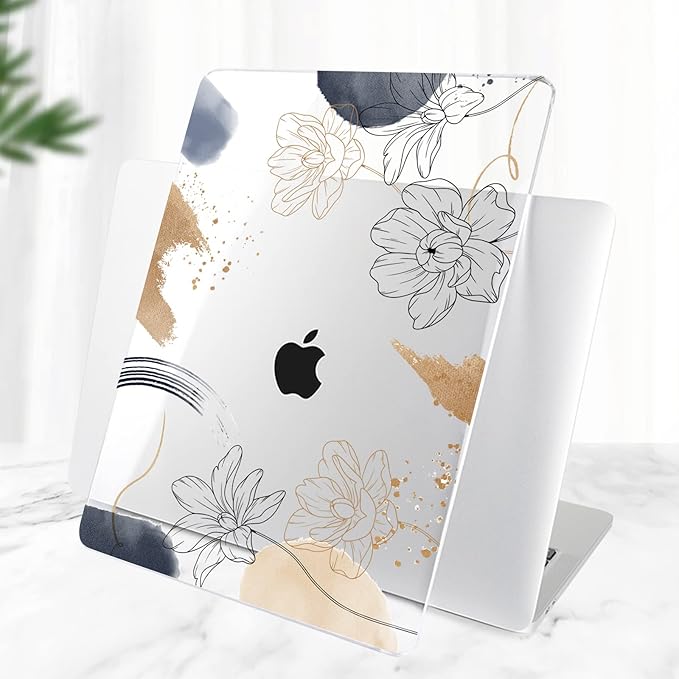 TWOLSKOO Compatible with MacBook Pro 13 inch Case 2022 2021 2020-2016 A2338 M2/M1 A2251 A2289 A2159 A1989 A1706, Plastic Hard Shell Cover & Keyboard Skin & Screen Protector, Florals X450