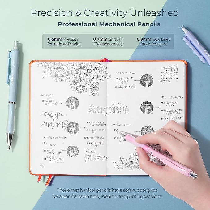 Nicpro 45PCS Aesthetic School Supplies with Pencil Case, Pastel Mechanical Pencils 0.5mm, 0.7mm, 0.9mm & 2.0mm with 498 PCS Refills, Cute Mechanical Pencil Set for Writing, Drawing & Drafting