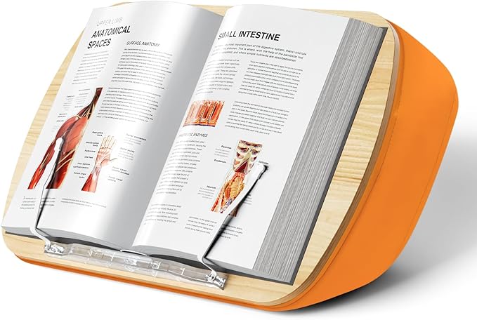 Beanbag Base Book Stand and Comfortable Book Pillow Stand for Bed,Desk,Sofa ERGONOV Reading Pillow Stand for Kindle,iPad,Tablet Minimize Neck Strain Perfect Idea for Book Lovers(Orange)