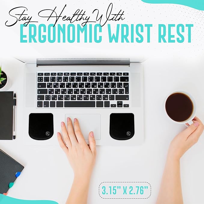 Ultra-Thin Portable Laptop Wrist Rest Pads (Onyx Black)