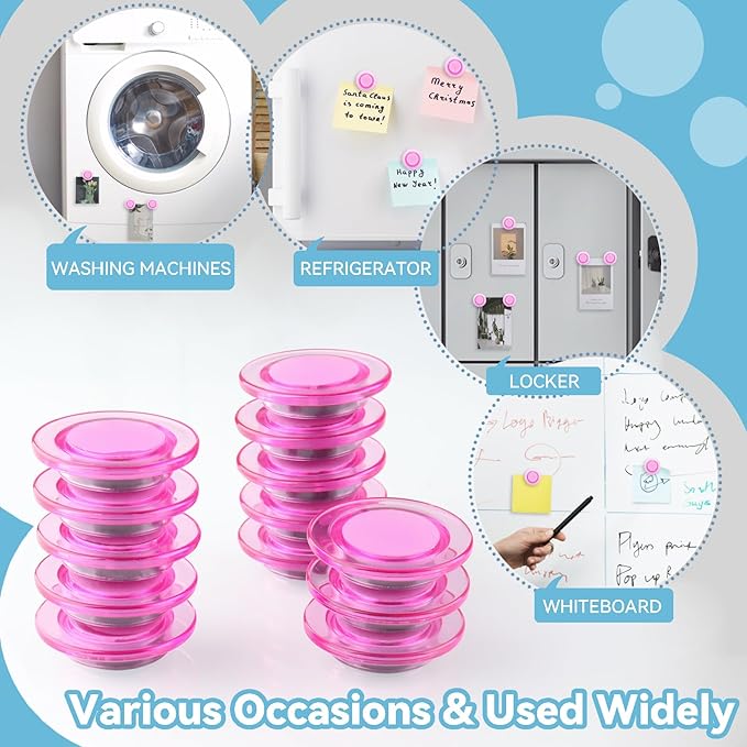 ZDZBLX Fridge Magnets, 28 Pack Magnet Strong Magnets Refrigerator Magnets Small Magnets for Whiteboard, Heavy Duty Magnets Mini Magnets Cute Round Magnets for Fridge, Locker, Classroom, Office (Pink)