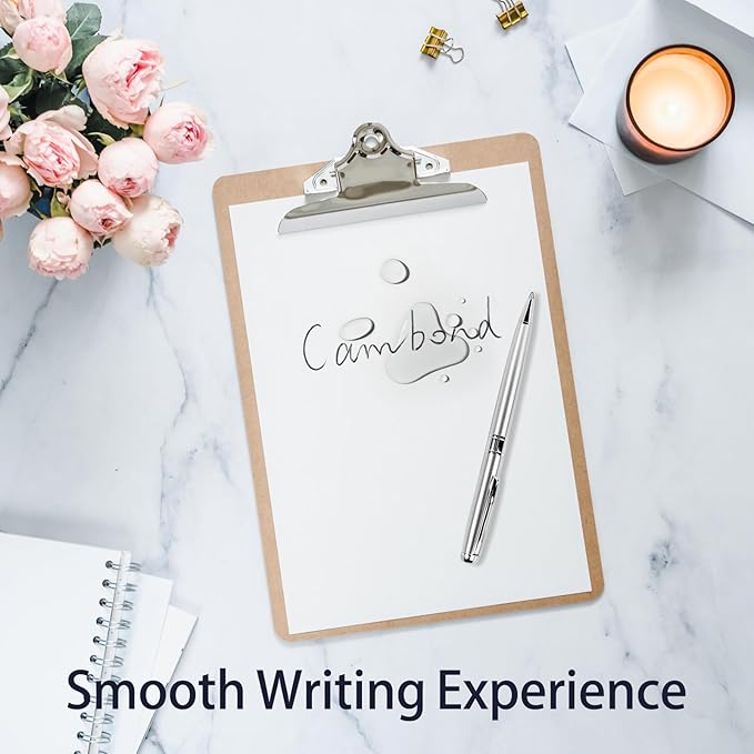 Cambond Ballpoint Pens Metal Pen - Silver Pens Black Ink for Gift Business Men Police Flight Attendant 1.0 mm Medium Point Office Pen, 3 Pens with 3 Refills (Silver)