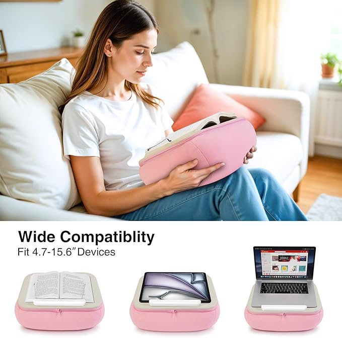 elitehood Book Stand, Comfortable Book Stand with Pillow Pad for Hand Free Reading in Bed, Bed Book Lap Holder - Minimize Neck Strain & Perfect Idea for Book Lovers in Dorm Room or Anywhere, Pink