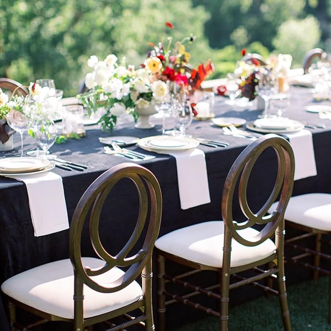 sancua 6 Pack Black Tablecloth 60 x 84 Inch, Rectangle Table Cloth for 4ft Tables - Stain and Wrinkle Resistant Washable Polyester Table Cover for Dining Wedding Banquet Party Buffet Restaurant