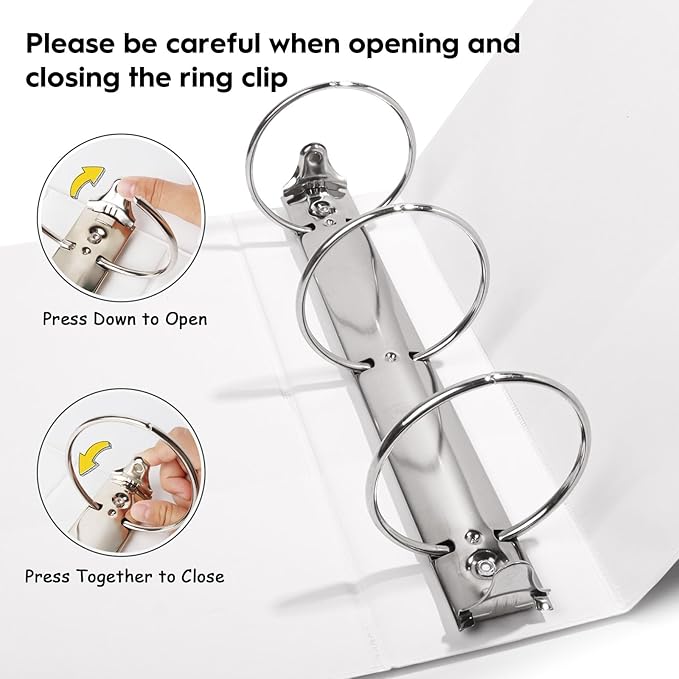 Comix Sturdy 3 inch Round Ring View Binder, Basic 3 Ring Binder 600-Sheet Capacity, Fit 8.5" x 11" Paper, 10 Pack (White)