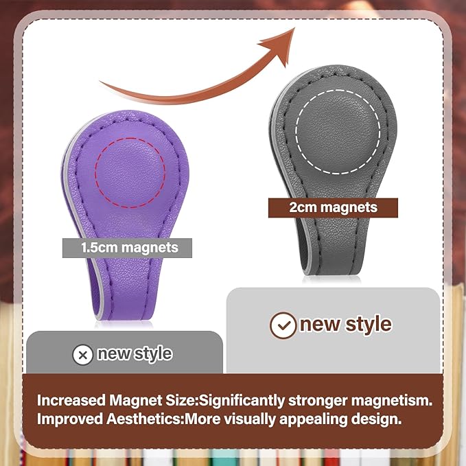 Magnetic Leather Bookmark, 12 Pcs Colorful Leather Magnet Book Marks Page Markers Retro Magnet Bookmark Clips Reading Supplies Gift for Reading Men Women Book Lovers (Vintage)