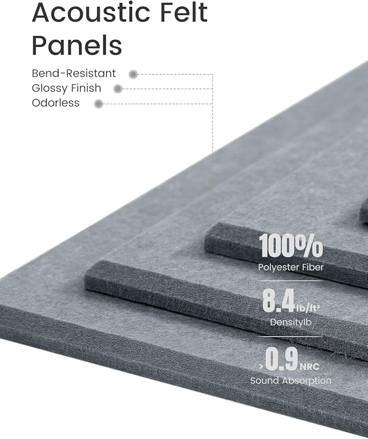 Bumusty Large Cork Board 47"x35" Alternative - 12 Pack Felt Wall Tiles with 70 Safe Removable Adhesive Tabs, 30 Pushpins, Cork Boards for Walls Pin Board Tack Board Cork Board (Silver Mink)