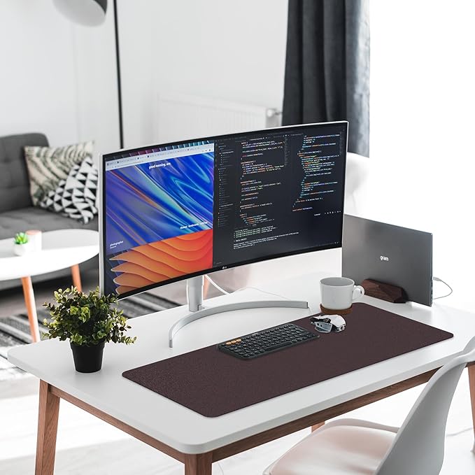 Leather Desk Pad Protector,Non-Slip Desk Pad,on-Slip PU Leather Large Mouse Pad,Easy Clean Desk Protecor Mat,Writing Pad for Office Work/Home/Decor(Blue, 35.4" x 17")