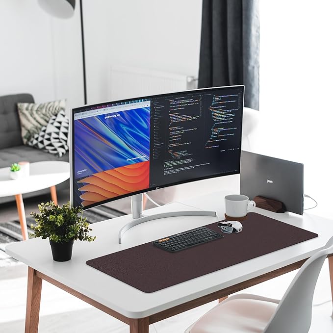 Leather Desk Pad Protector,Non-Slip Desk Pad,on-Slip PU Leather Large Mouse Pad,Easy Clean Desk Protecor Mat,Writing Pad for Office Work/Home/Decor(Dark Coffee, 31.5" x 15.7")