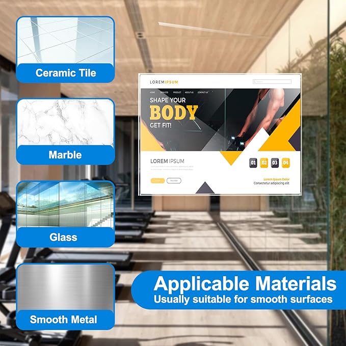 12 Pcs Acrylic Sign Holder 11 x 8.5, Horizontal Wall Mount Sign Holders with Adhesive, Clear Plastic Frames Paper Display Sign Holders for Office, Home, Store, Restaurant - No Drilling