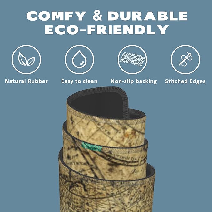 Large Mouse Pad Retro Map Extended Gaming Mouse Pad Non-Slip Desk Mat with Stitched Edge Laptop Computer Keyboard Mousepad for Office Home 35.4" x 15.7"