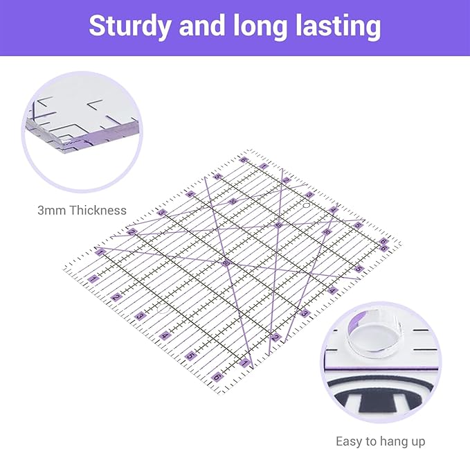 Headley Tools 39 Pcs Rotary Cutter Set - Quilting Kit incl. 45mm Fabric Cutter with 5 Extra Blades, A4 Cutting Mat, 2 Craft Knife Set, Sewing Clips, Ideal for Crafting, Sewing, Patchworking Purple