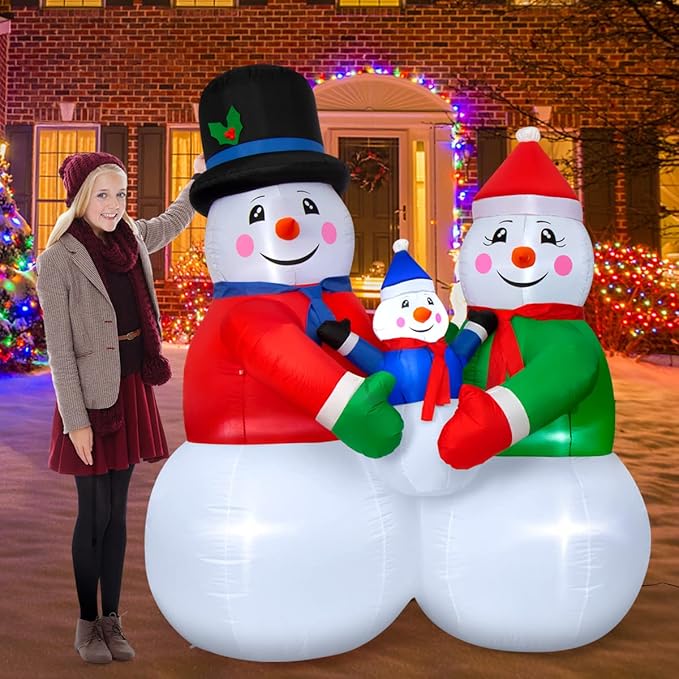 6FT Christmas Inflatable Snowman Family, Outdoor Christmas Decorations Blow Up Inflatables Decorations with Built-in LED for Outside, Lawn, Yard Gaint Holiday Decor