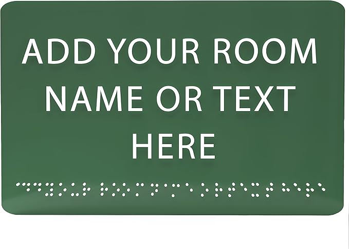 9" X6" Personalized Custom Sign - ADA Compliant Tactile Graphics Grade 2 Braille Text Acrylic Wall Signs - Add Your Room Name Text Sign for Home School Office Business Workplace