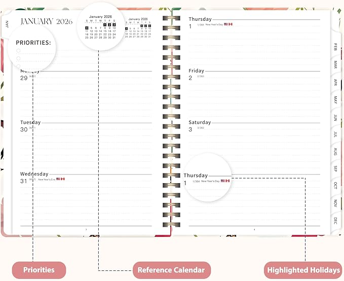 2026 Planner, Weekly and Monthly Calendar Planner Agenda, Jan 2026 - Dec 2026, Planning Academic Book, Office Desk Accessories and School Supplies - A5 (6.3'' x 8.5'')