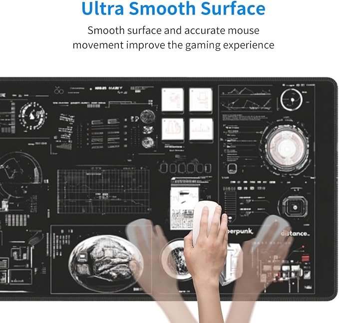 Machine Composition Mouse Pad 31.5 X 11.8 Inch Big Desk Rubber Base Stitched Edges Keyboard Pad XXL Mouse Mat for Home Game and Office