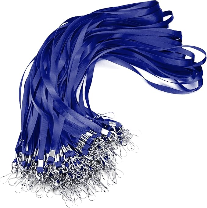 Navy Blue Lanyards for ID Badges,100 Packs Lanyards with Swivel Hook Clips for Name Tag Lanyard ID Holder (Navy Blue, 100 Packs)