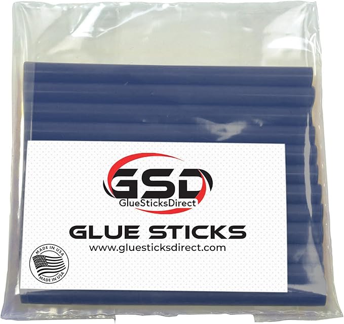 GlueSticksDirect Blue Metallic Colored Mini Glue Sticks for Hot, Cool and Dual Temp Glue Guns, 24 Sticks - 5/16" x 4"