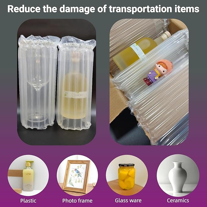 Large Bubble Cushioning Wrap 15.7" x 262 Ft Inflatable Air Pillow for Shipping Packing Moving Heavy Duty Eco-Friendly Packing Supplies for Fragile Items with Pump, Glass Bottle Packaging