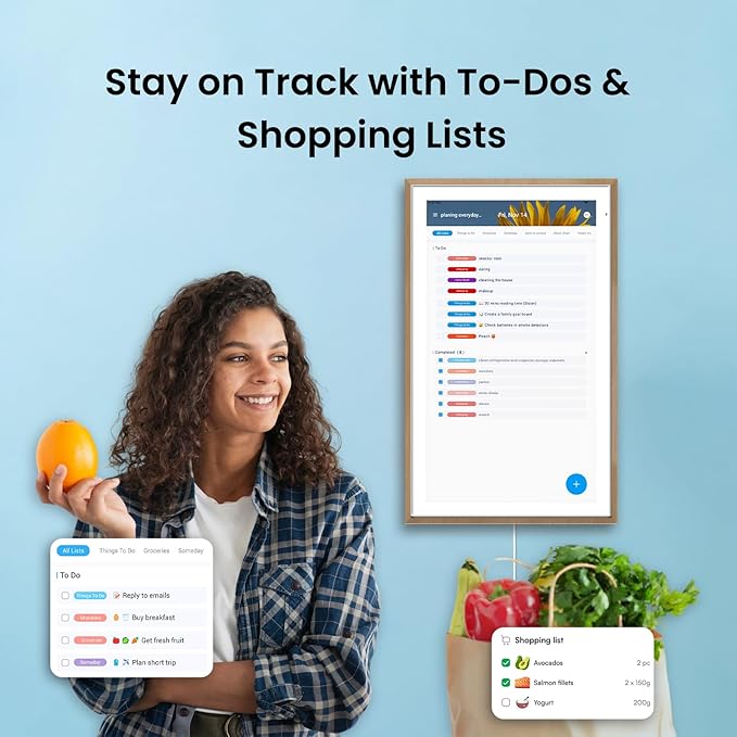 ApoloSign 21.5" Digital Calendar: Dual Mode Calendar with Google Play & Multi-calendar Sync, Electronic Planner & Chore Chart, Smart Touchscreen, Interactive Display for Family Schedules (Teak Wood, 21.5-inch)