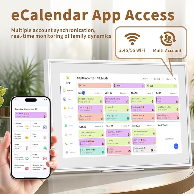 Canupdog 21.5 Inch Digital Calendar, Electronic Planner & Chore Chart with 1920x1080P IPS Touchscreen, Task Rewards System, Interactive Display for Family Schedules, Christmas Gifts for Women Mom