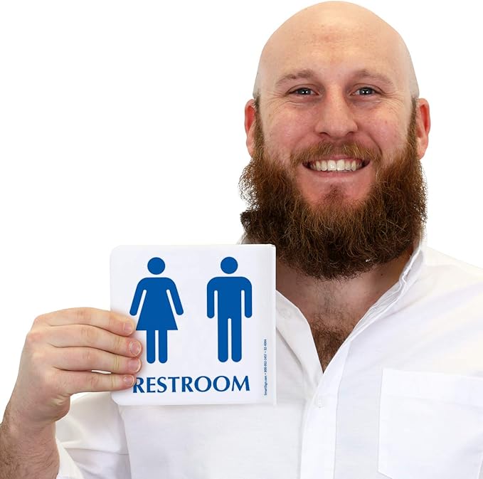 SmartSign Unisex Restroom Corridor Sign | 6" x 6" Acrylic 2 sided Bathroom Projecting Hallway Signs