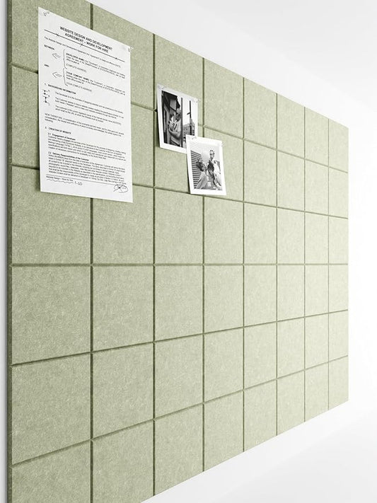 Bumusty Large Cork Board Alternative-47 x35 Felt Bulletin Board Tiles, with 30 Pushpins, 70 Adhesive Tabs, 12-Pack Slat Wall Paneling, Cork Boards for Office Push Pin Board Felt Board-Sage
