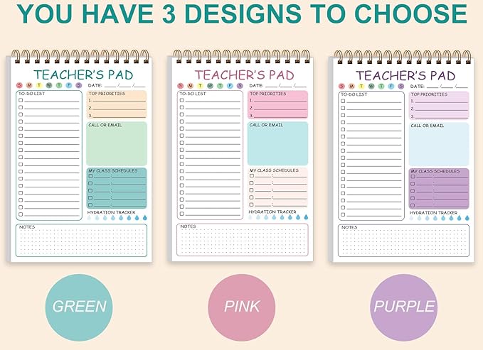 Teacher Notepad - Teacher To Do List Notepad, Spiral Checklist Notebook Organizer for Teachers Notes Task Appointment, Teacher Appreciation Gifts, 5.8'' x 8.3'', Green