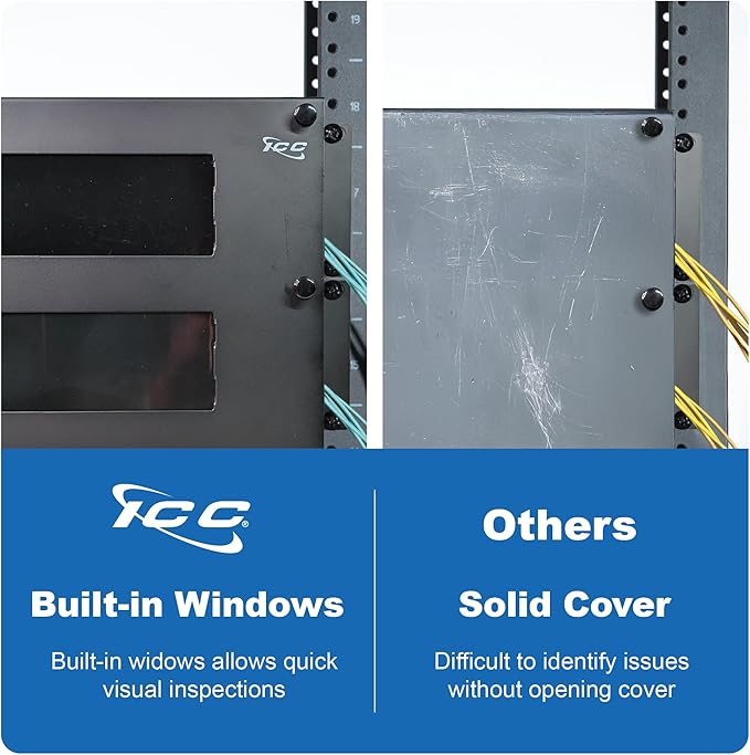 ICC 4U Fiber Optic Rack Mount Enclosure - 12 Slots for LGX Compatible Adapter Panels or Cassettes, Supports up to 288 Fibers, Fits 19-Inch Racks, Secure Fiber Management Solution, ICFORET4RM
