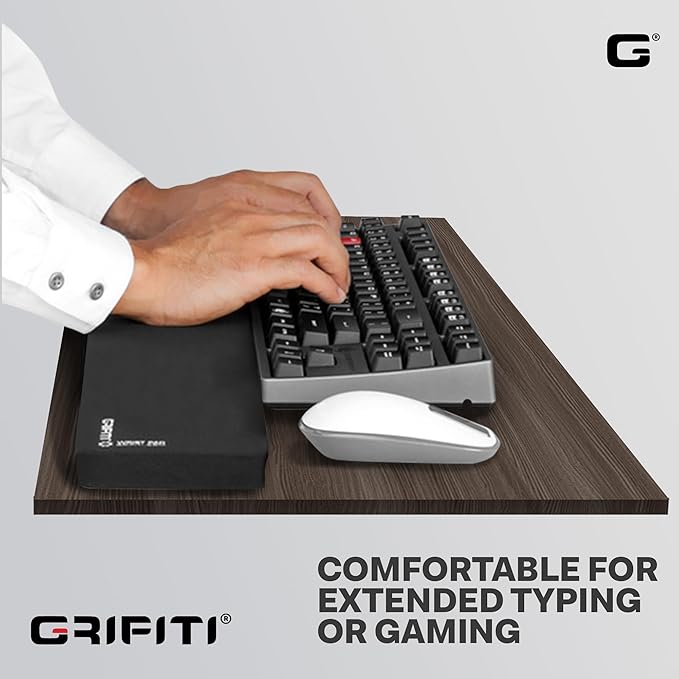 GRIFITI Fat Wrist Pad 24" x 4" x 0.75" Inch Computer or Mechanical Keyboard & Mousepad Wrists Rest Keyboards Mouse, Trackball or Trackpad Ergonomic Mousepad Support Large Hand Rests Typing Pads