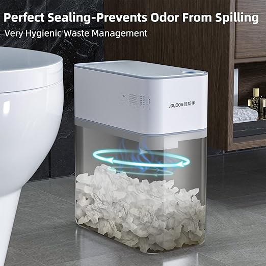 MOPALL Small Bathroom Trash Cans with Lids,Motion Sensor Bathroom Trash Can,Narrow Waterproof Plastic 3.5 Gallon Automatic Adsorption Touchless Garbage Can,White