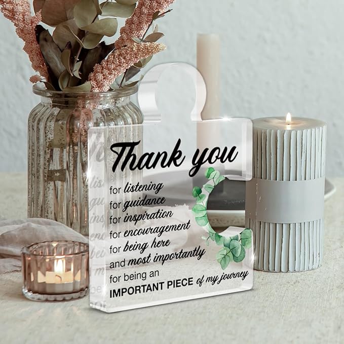 Thank You Gifts for Women Teacher Appreciation Gifts Thankful Sign for Coworkers Mentor Boss Supervisor Principal Therapist Acrylic Puzzle Piece Office Desk Decor