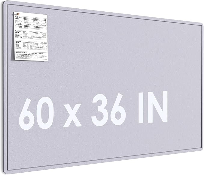MaxGear Extra Large Bulletin Board 60" x 36", Foldable Felt Board Vision Board Supplies, Cork Board for Office, Home, School, Small Pin Boards for Walls Decorative Display Board Moonlight Gray