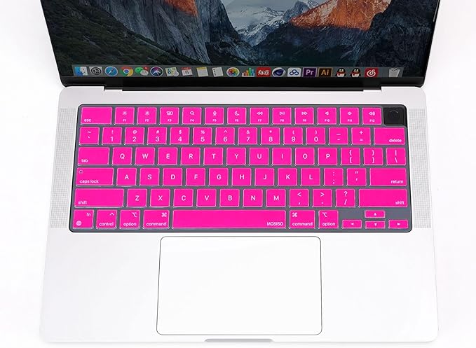 MOSISO Keyboard Cover Skin Compatible with MacBook Air 15 inch M3 A3114 M2 A2941/Air 13.6 A3113 A2681/Pro 14/16 M4 M3 M2 M1, Bright Rose