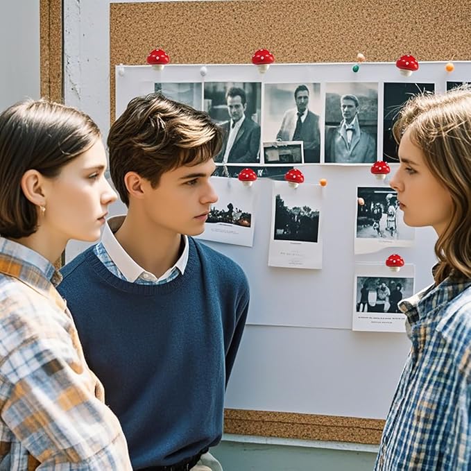 Wooden Mushroom Pushpins, 20pcs Decorative Thumbtack Cute Thumb Nails Mushroom Thumb Tacks for Home Office Classroom Photos Wall, Maps, Bulletin Board, Cork Boards Hanging Posters