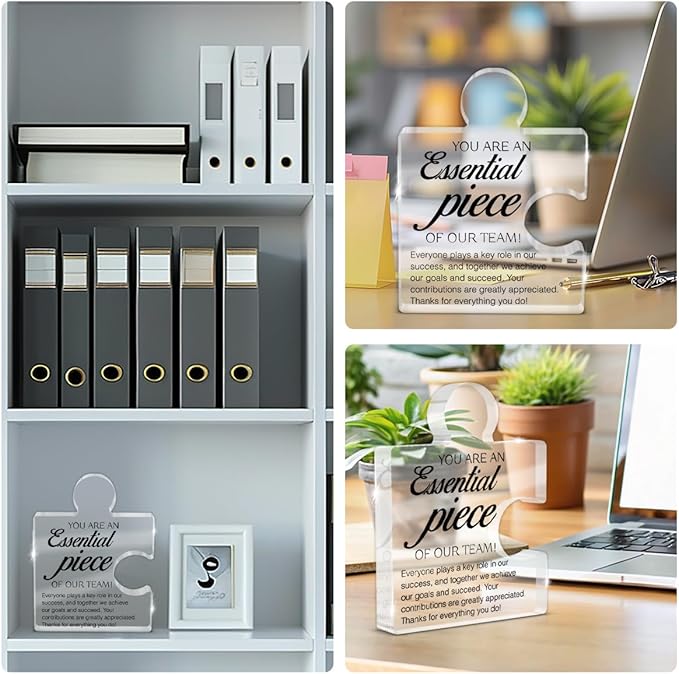 Team Appreciation Gifts Thank You Gift for Coworkers Colleagues Employees, Best Team Ever Gifts You Are an Essential Piece Acrylic Puzzle Piece Plaque Office Decor