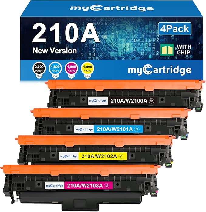 210A Toner Cartridges 4 Pack (with Chip) Compatible Replacement for HP 210A 210X for Color Laserjet Pro MFP 4301fdw 4301fdn Pro 4201dw 4201dn Series Printer Ink W2100A W2100X High Yield (BCMY, 4-Pack)