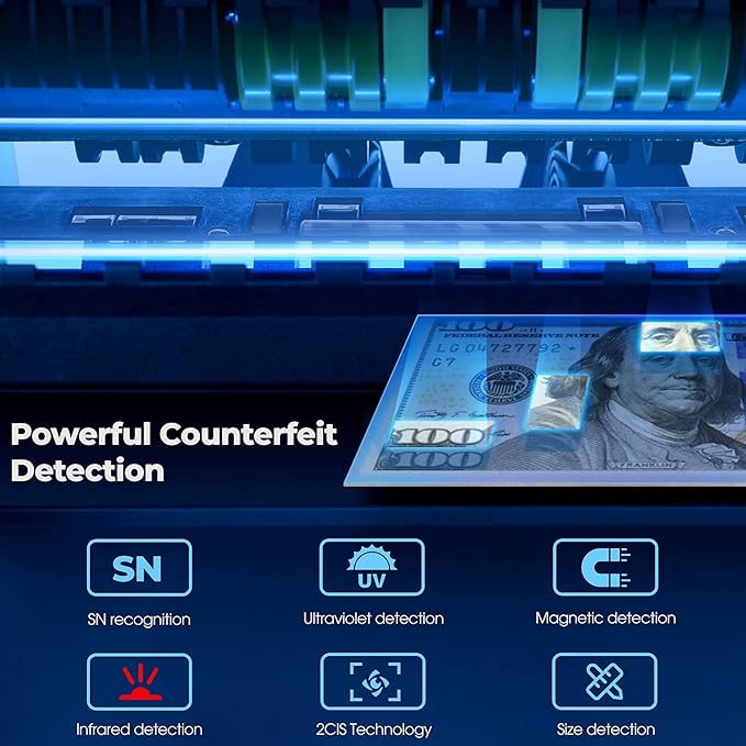 RIBAO BC-55 Premium Bank Grade Money Counter Machine Multi Currency Mixed Denomination Bill Cash Value Counter 2 CIS/UV/MG/MT/IR Serial Number Recording FCC Approved