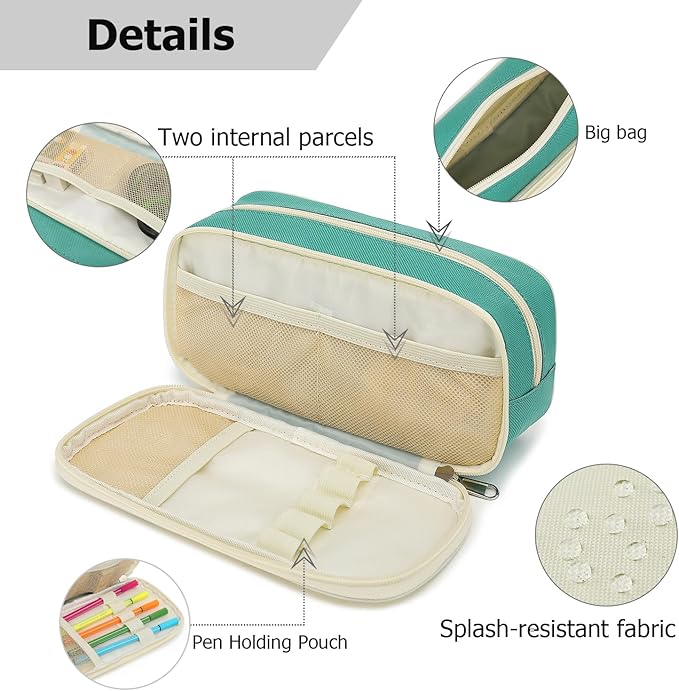 Large Capacity Pencil Case Multi-Slot Pencil Pouch Durable Pencil Box Portable Office Pen Bag with Zipper