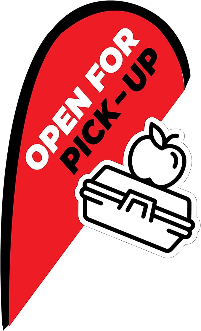 Indoor Outdoor Double Sided Window Flag for Business Sign Drive Thru, Delivery, Pick Up, Essential Business and We are Open Small 3D Flag Kit for Small Business (Take Out)