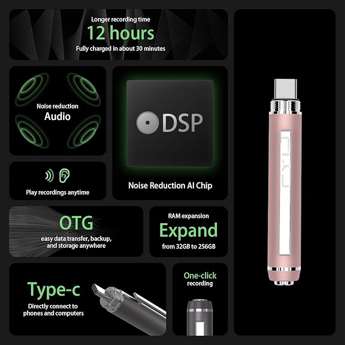 3 in1Luxury Rollerball Pen，USB-C，USB Flash Drive，with Pen Design, with Smooth Writing, Medium Point Black Ink，Portable Memory Stick, Compatible with Laptop,Smartphones (Pink, 32, GB)