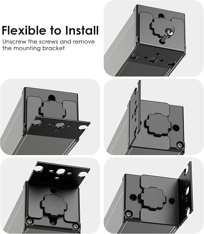 JUNNUJ Heavy Duty Power Strip 8 Outlet Wall Mount, Metal 20 Amp Surge Protector 1200J, Garage Industrial Outlets 6-20R T-Slot, 6FT 12AWG Extension Cord.