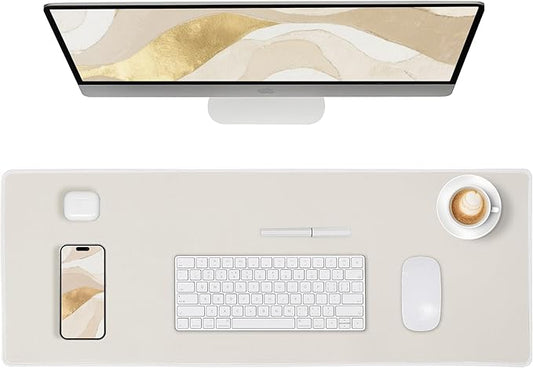 ALOANES Waterproof Mouse Pad with Durable Stitched Edge, XL Gaming Keyboard Pad, Non-Slip Rubber Base Mouse Mat, Extended Desk pad for Gamer, Office & Home, Beige Mousepad 27.6''x 11.8''x 0.12''