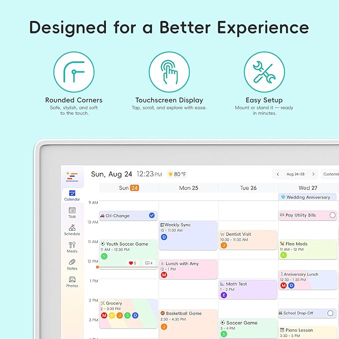 Westsee 15.6" Digital Calendar Frame – Interactive Touchscreen Eletronic Calendars, Smart Family Planner for Schedule, Photo Display, Meals, Chore Chart & Tasks, Wall & Desk Mountable (White)