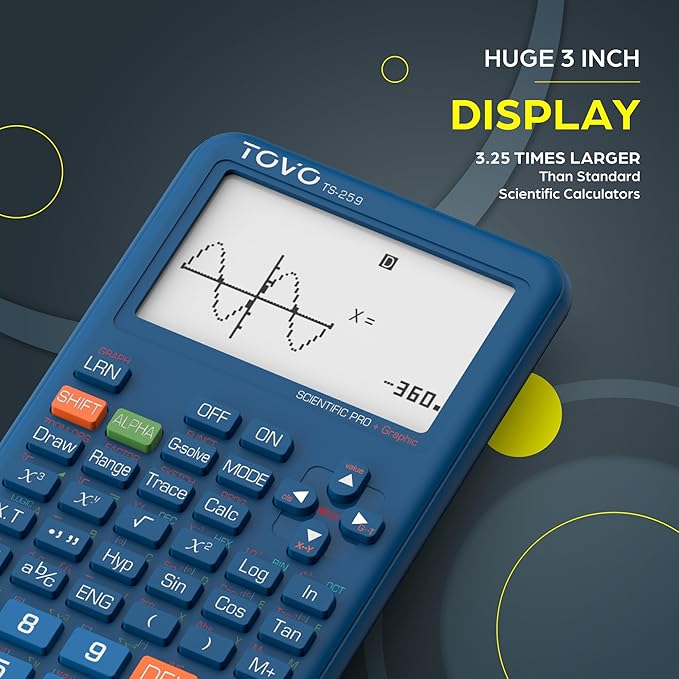 TOVO Scientific Calculator with Graphing Functions, Multiple Modes, 360 Functions, Large Screen, Intuitive Interface for Beginners, High School & Advanced Courses, TS-259 (Developed by CATIGA)