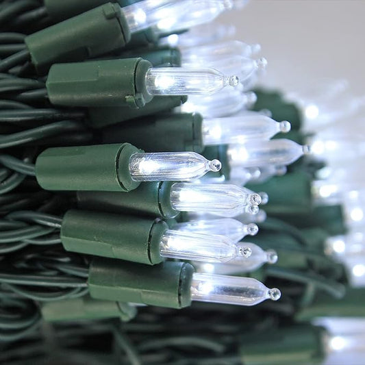 150 LED Cool White Christmas Lights on Green Wire, 50 Feet Xmas Tree Lights, UL Certified for Outdoor Indoor