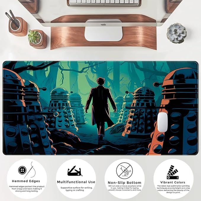 Adventure Anime Desk Pad Mat Game Playmat Black Mousepad Gaming Green Desk Mat, Desk Pad for Keyboard and Mouse Keyboard Dad Stitched Edges Non-Slip Rubber Deskpad, 31.5" X 15.8"