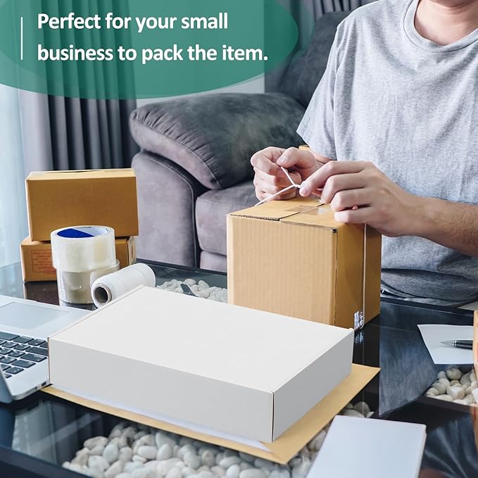 Eupako 11x8x2" White Shipping Boxes Corrugated Box Mailers 20 Pack Cardboard Shipping Boxes for Small Business, Mailing