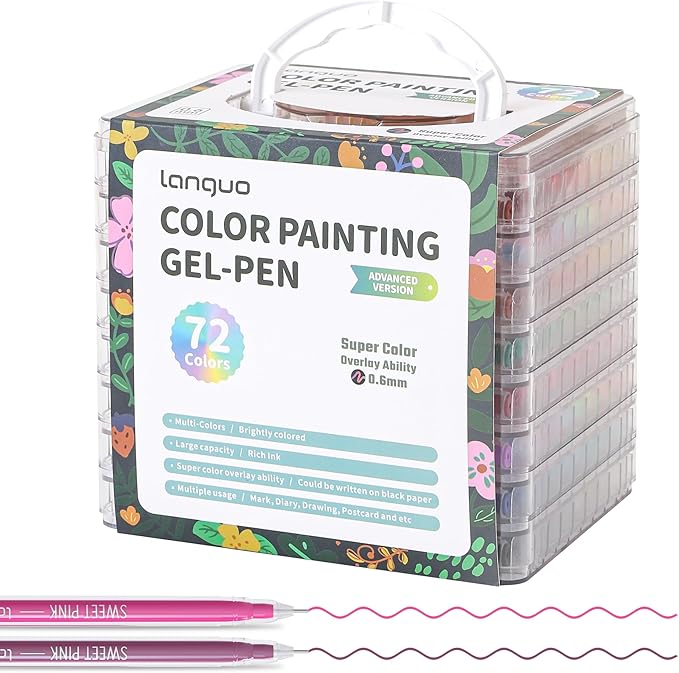 Gel Pens for Adult Coloring Books, 72 Colors Set Gel Colored Pens Marker, Perfect Gel Pens for Adult Drawing Doodling Journaling, Art Supplies and DIY Crafts